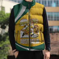 Australia 2026 Soccer Custom Sleeveless Puffer Jacket Go Socceroos Kangaroo Mascot Yellow Sporty