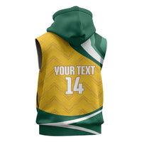 Australia 2026 Soccer Custom Sleeveless Zip Hoodie Go Socceroos Kangaroo Mascot Yellow Sporty