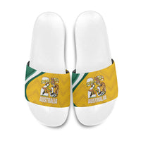 Australia 2026 Soccer Slide Sandals Go Socceroos Kangaroo Mascot Yellow Sporty