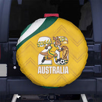 Australia 2026 Soccer Spare Tire Cover Go Socceroos Kangaroo Mascot Yellow Sporty