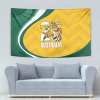 Australia 2026 Soccer Tapestry Go Socceroos Kangaroo Mascot Yellow Sporty