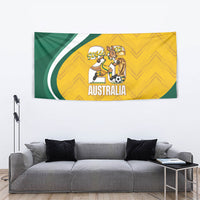 Australia 2026 Soccer Tapestry Go Socceroos Kangaroo Mascot Yellow Sporty