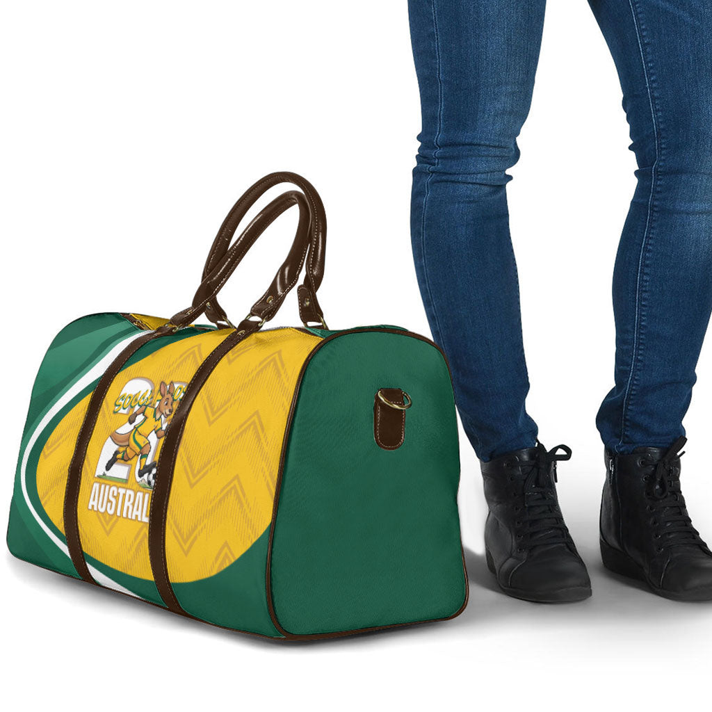 Australia 2026 Soccer Travel Bag Go Socceroos Kangaroo Mascot Yellow Sporty