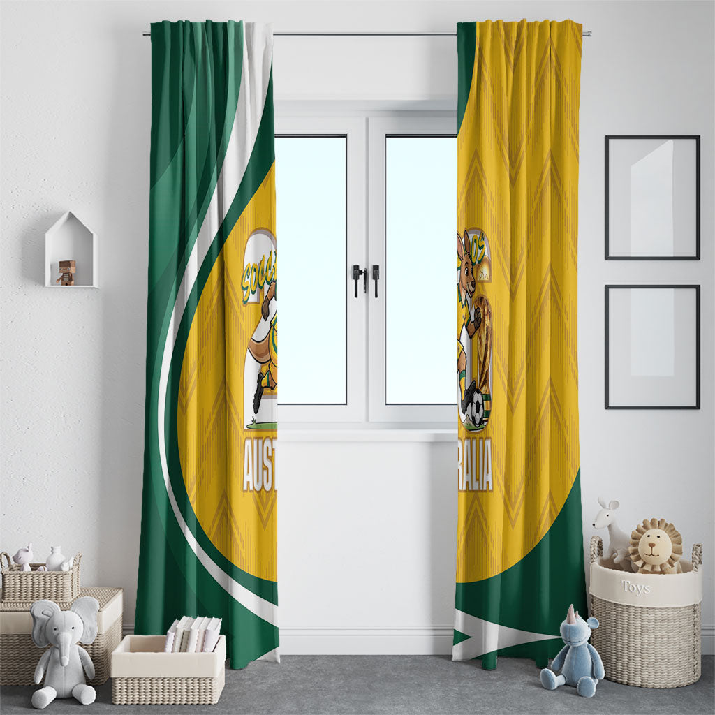 Australia 2026 Soccer Window Curtain Go Socceroos Kangaroo Mascot Yellow Sporty
