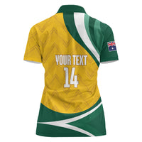 Australia 2026 Soccer Custom Women Polo Shirt Go Socceroos Kangaroo Mascot Yellow Sporty
