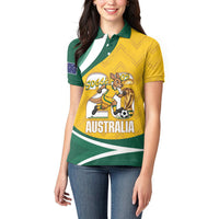 Australia 2026 Soccer Custom Women Polo Shirt Go Socceroos Kangaroo Mascot Yellow Sporty