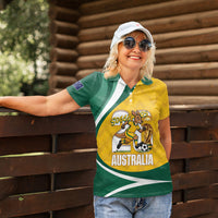 Australia 2026 Soccer Custom Women Polo Shirt Go Socceroos Kangaroo Mascot Yellow Sporty