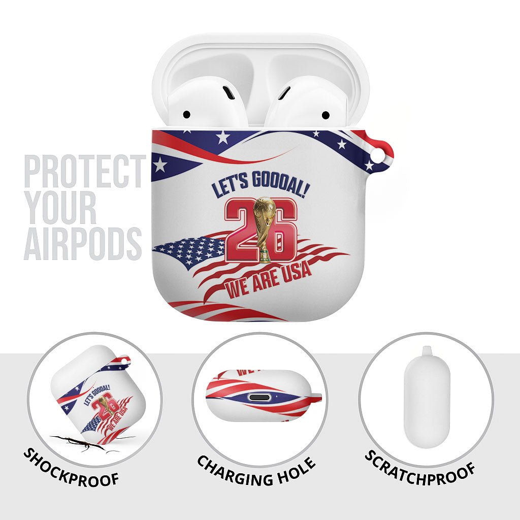 United States 2026 Soccer AirPods Case We Are USA Go Champions Flag Waves