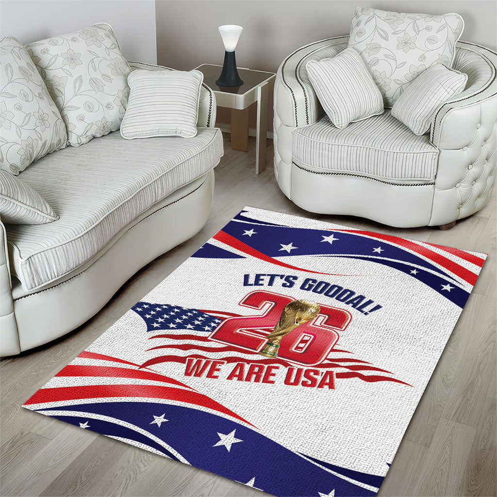 United States 2026 Soccer Area Rug We Are USA Go Champions Flag Waves