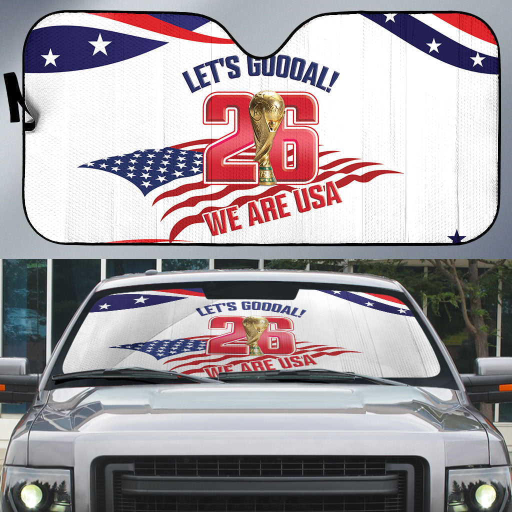 United States 2026 Soccer Auto Sun Shade We Are USA Go Champions Flag Waves