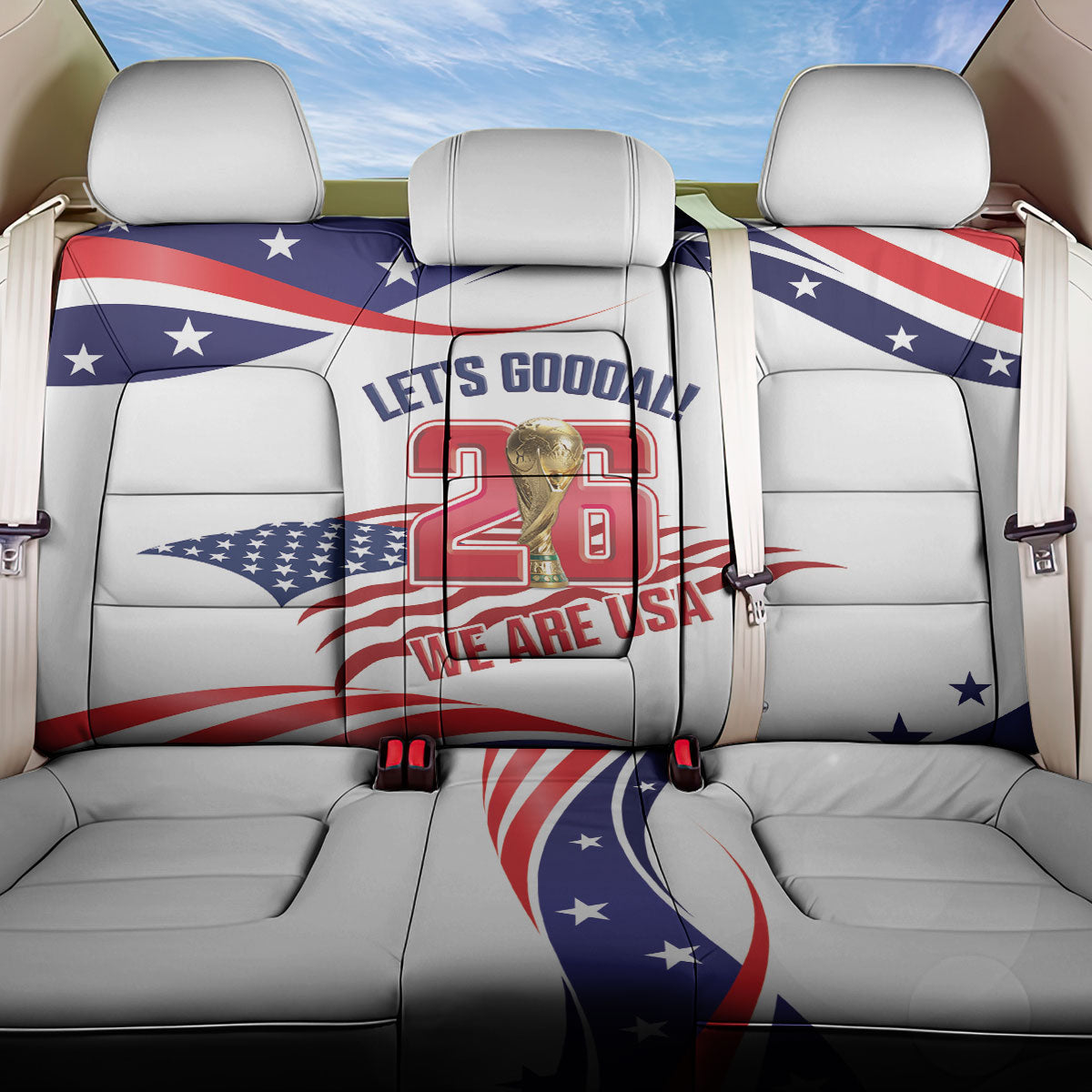 United States 2026 Soccer Back Car Seat Cover We Are USA Go Champions Flag Waves