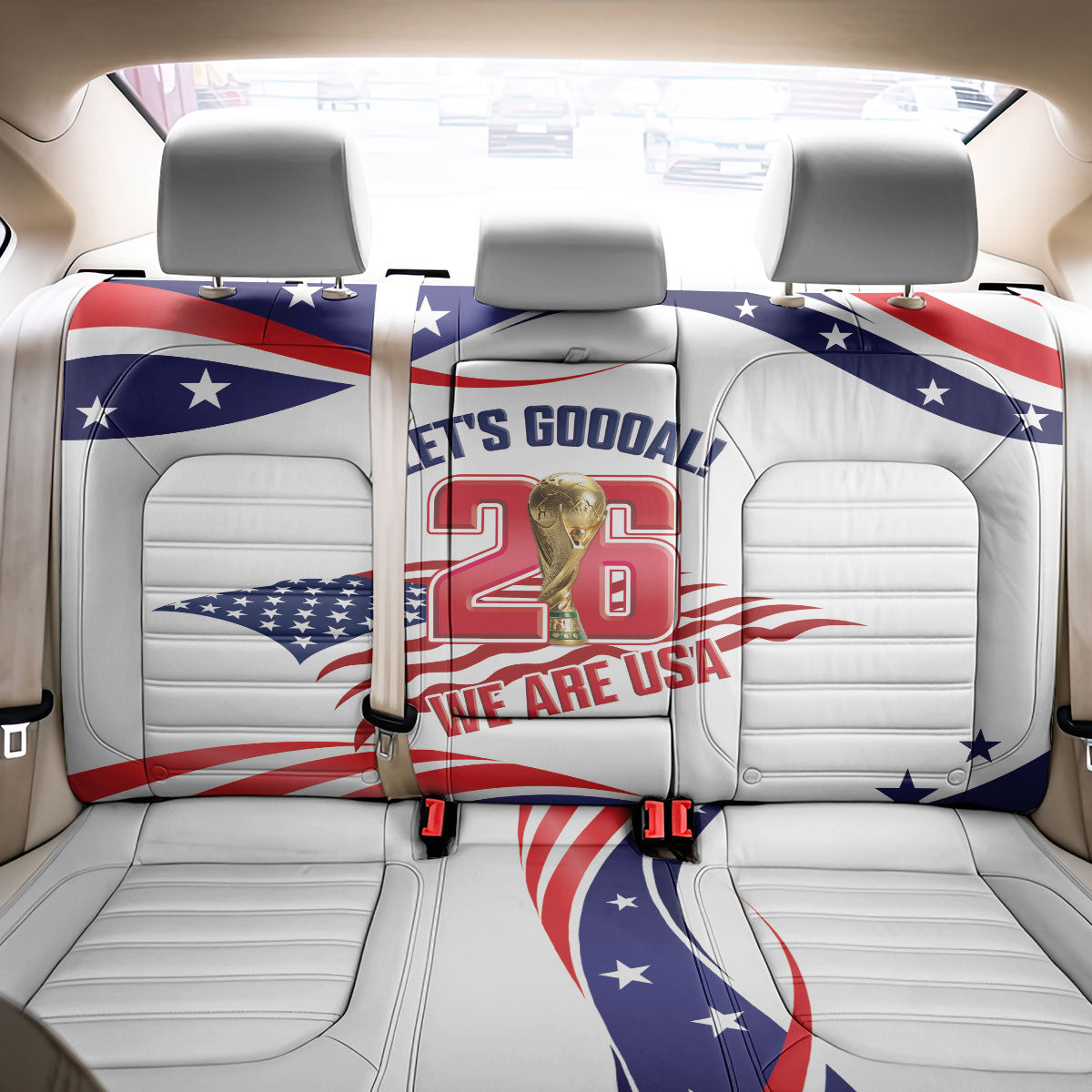 United States 2026 Soccer Back Car Seat Cover We Are USA Go Champions Flag Waves