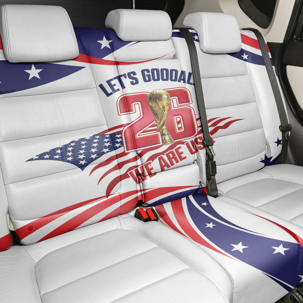 United States 2026 Soccer Back Car Seat Cover We Are USA Go Champions Flag Waves