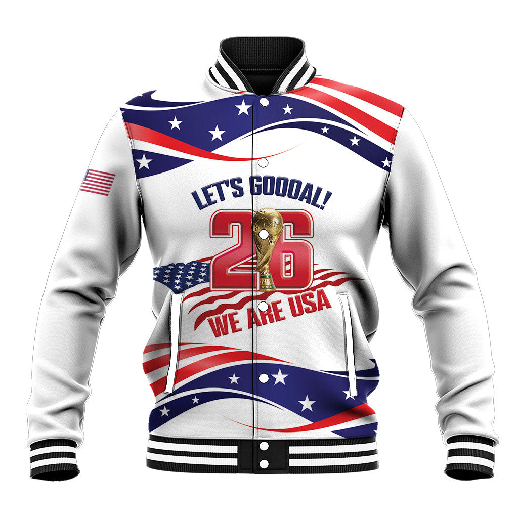 United States 2026 Soccer Custom Baseball Jacket We Are USA Go Champions Flag Waves