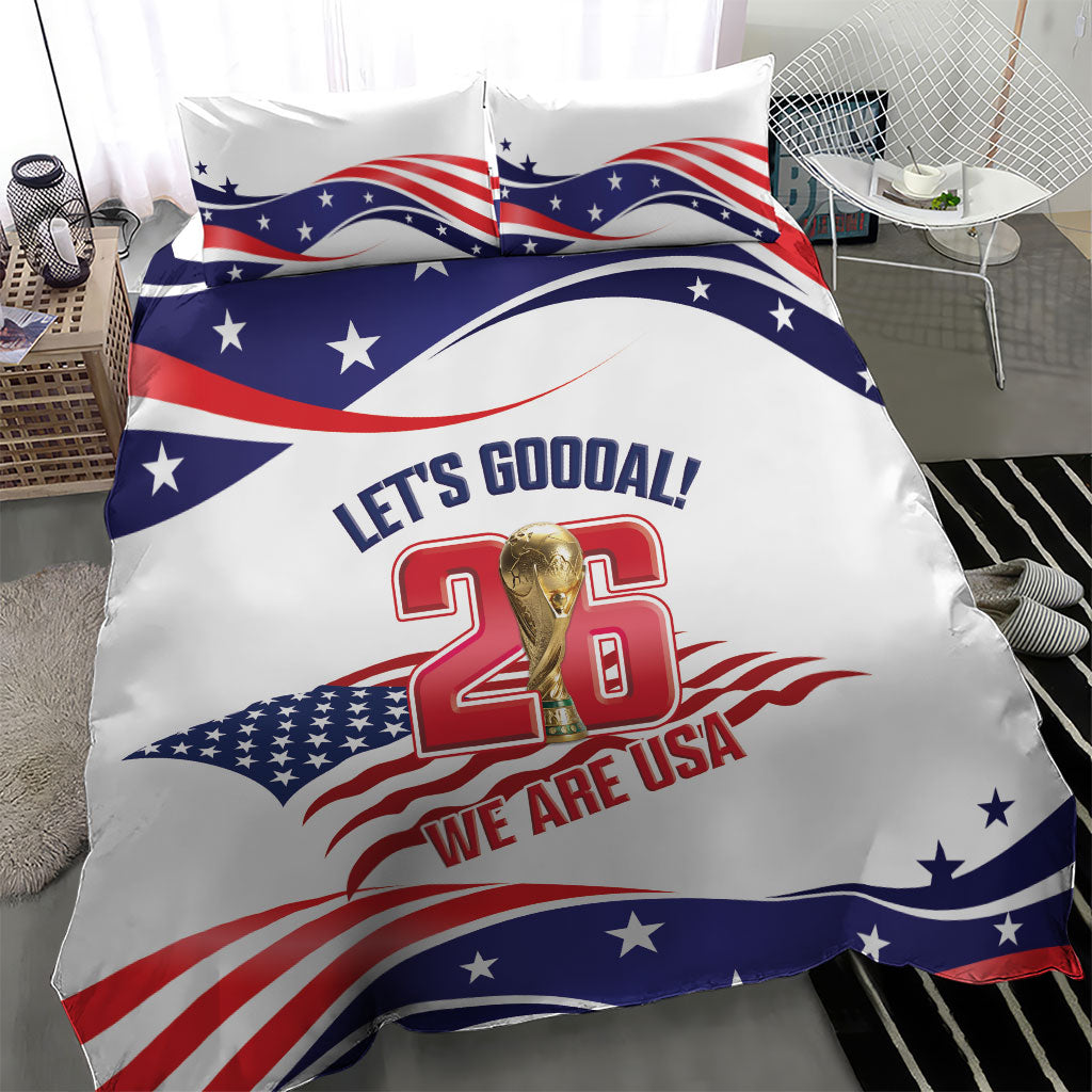 United States 2026 Soccer Bedding Set We Are USA Go Champions Flag Waves