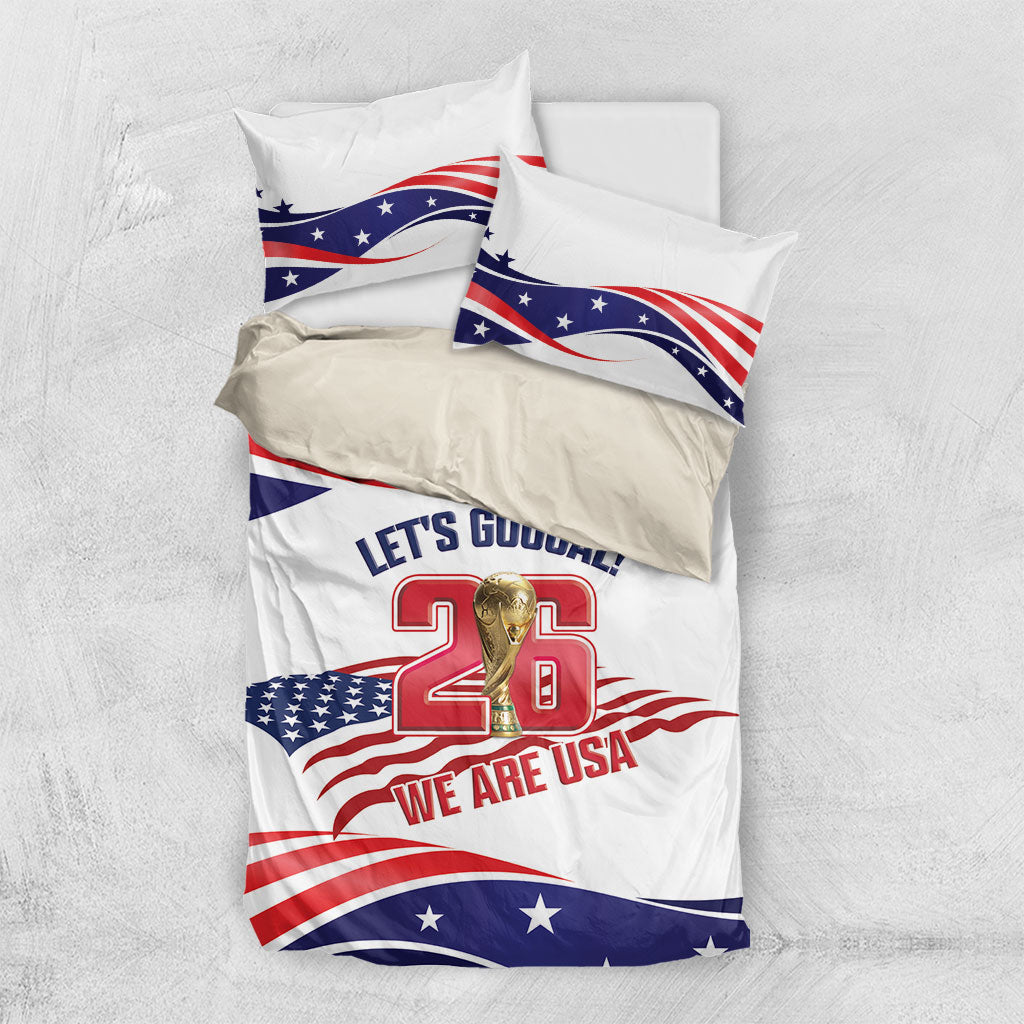 United States 2026 Soccer Bedding Set We Are USA Go Champions Flag Waves