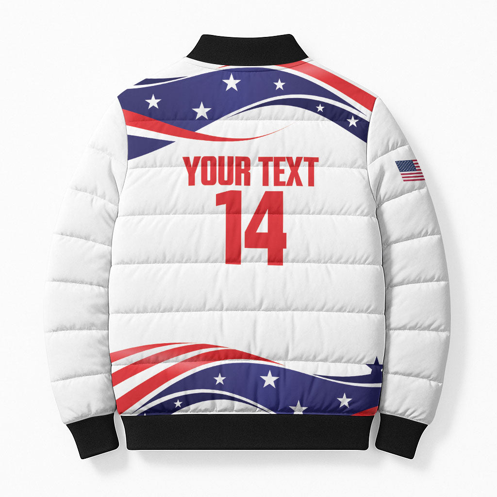 United States 2026 Soccer Custom Bomber Puffer Jacket We Are USA Go Champions Flag Waves