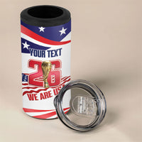 United States 2026 Soccer Custom 4 in 1 Can Cooler Tumbler We Are USA Go Champions Flag Waves