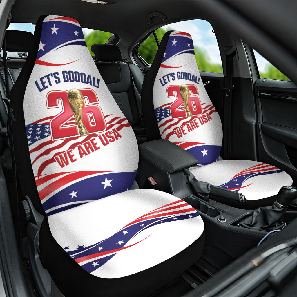 United States 2026 Soccer Car Seat Cover We Are USA Go Champions Flag Waves