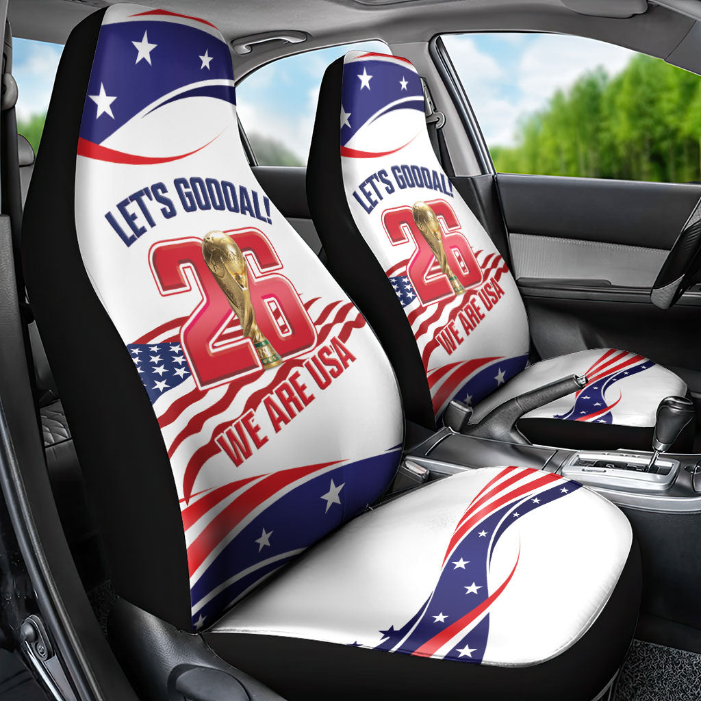 United States 2026 Soccer Car Seat Cover We Are USA Go Champions Flag Waves