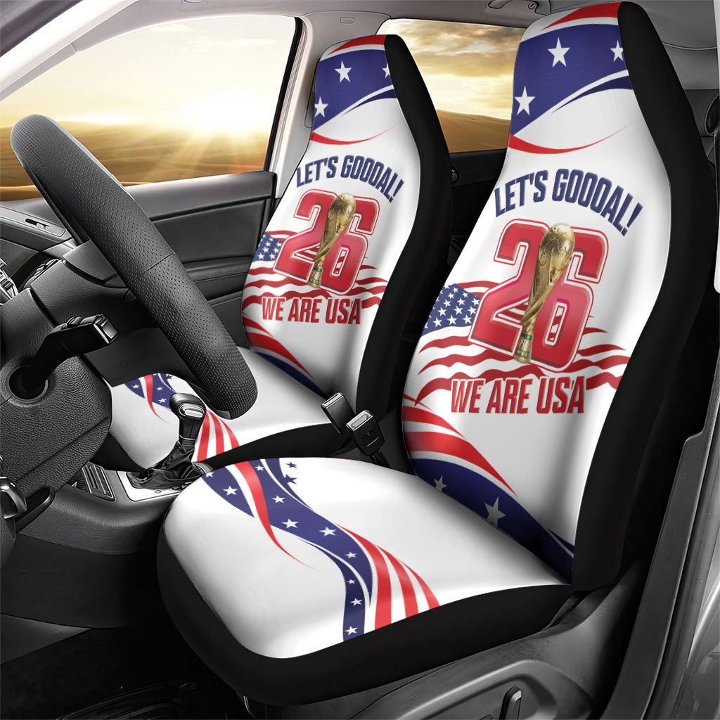United States 2026 Soccer Car Seat Cover We Are USA Go Champions Flag Waves