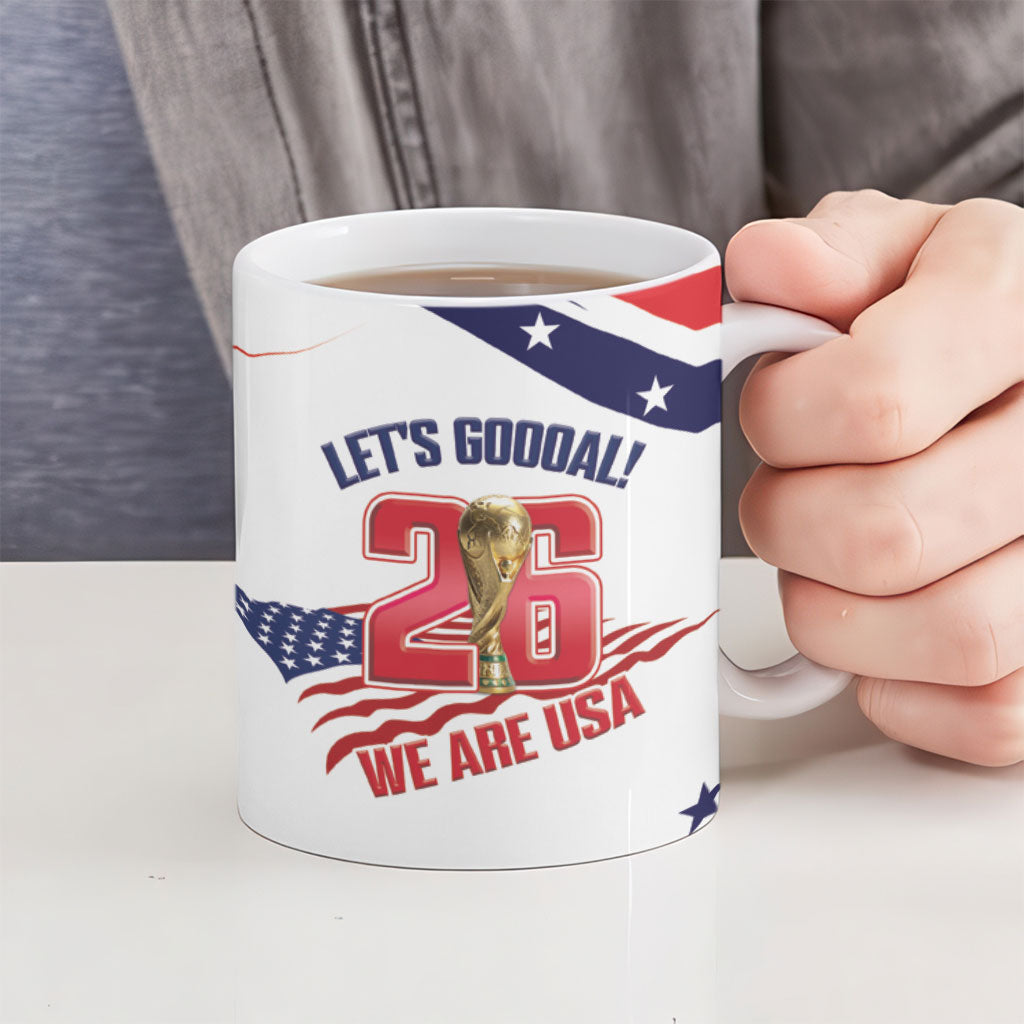 United States 2026 Soccer Custom Ceramic Mug We Are USA Go Champions Flag Waves