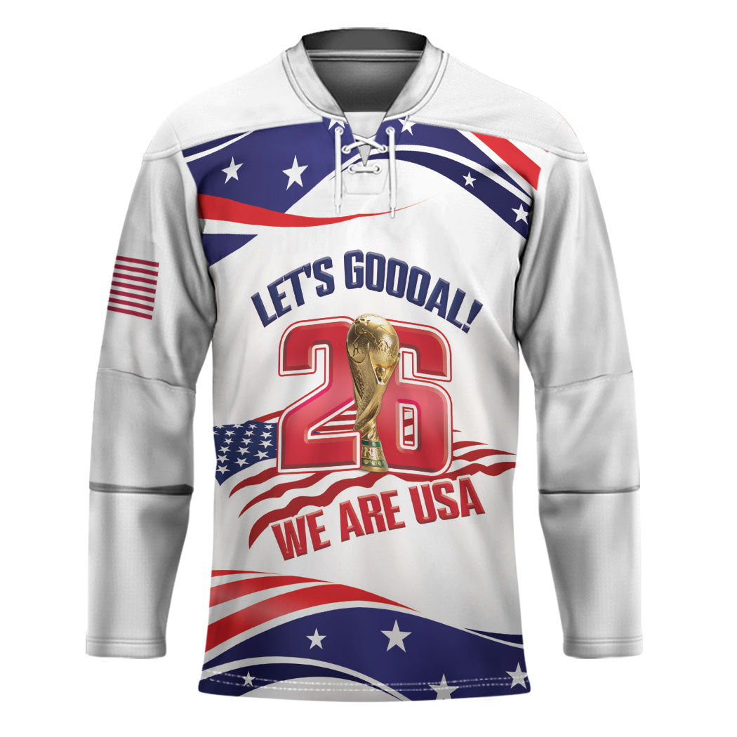 United States 2026 Soccer Custom Hockey Jersey We Are USA Go Champions Flag Waves