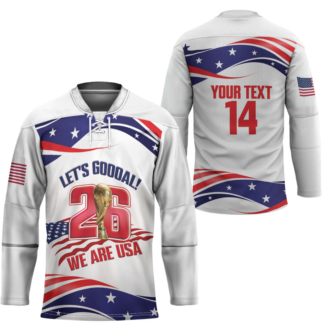 United States 2026 Soccer Custom Hockey Jersey We Are USA Go Champions Flag Waves