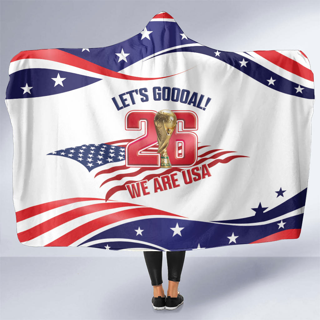 United States 2026 Soccer Hooded Blanket We Are USA Go Champions Flag Waves