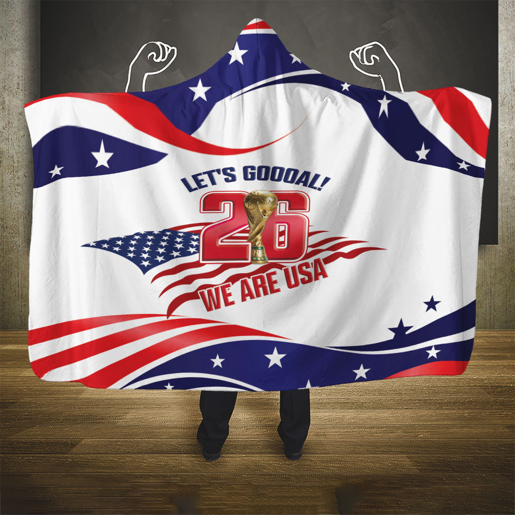United States 2026 Soccer Hooded Blanket We Are USA Go Champions Flag Waves