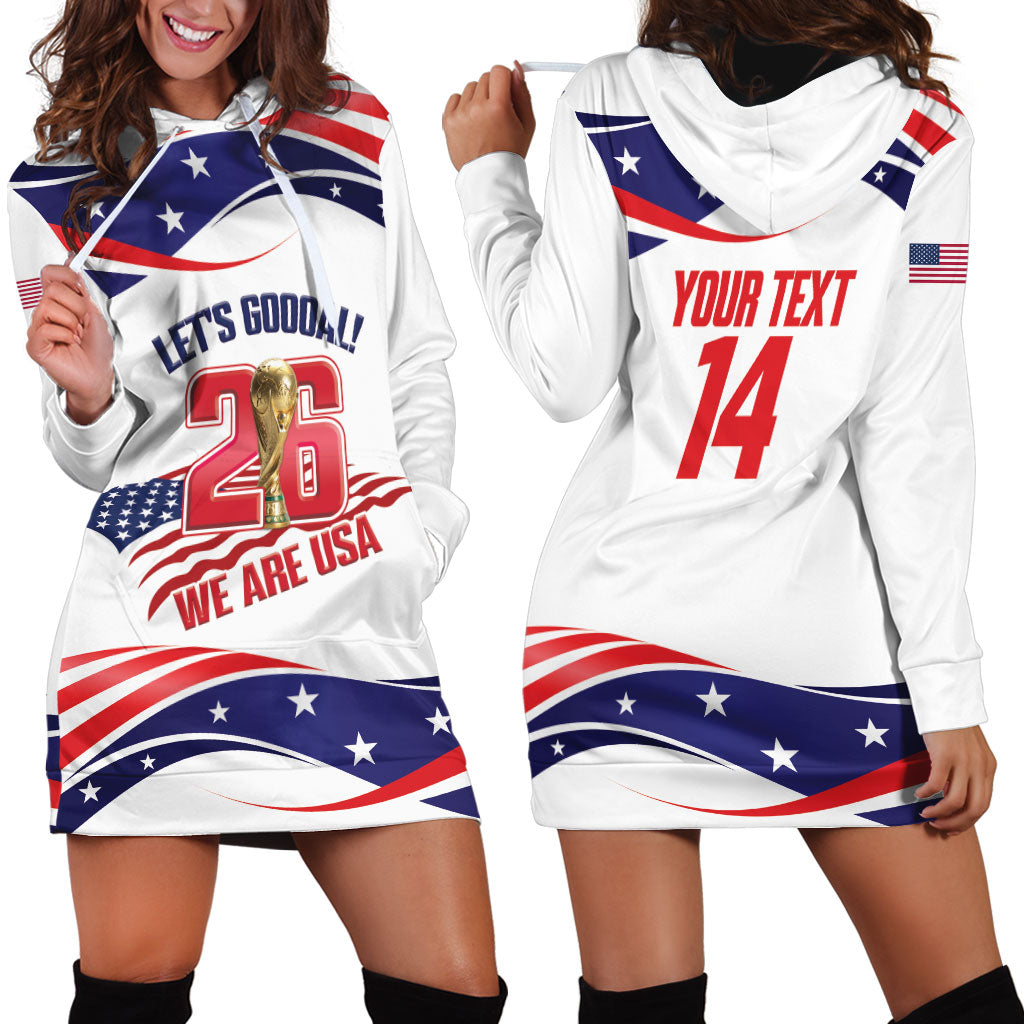 United States 2026 Soccer Custom Hoodie Dress We Are USA Go Champions Flag Waves