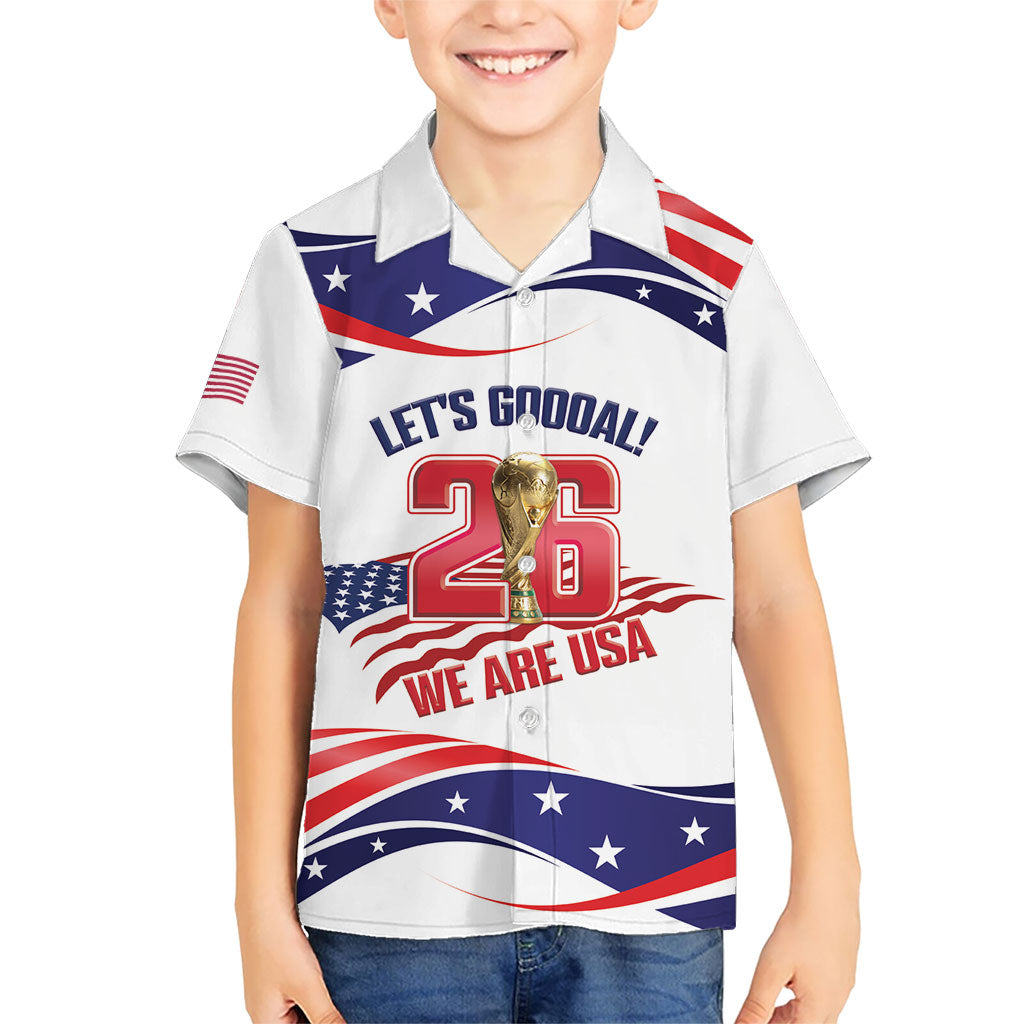 United States 2026 Soccer Custom Kid Hawaiian Shirt We Are USA Go Champions Flag Waves