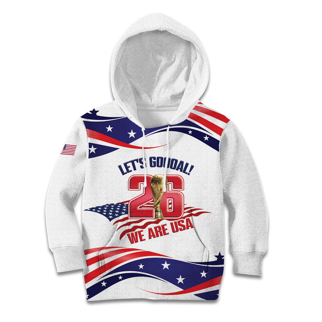 United States 2026 Soccer Custom Kid Hoodie We Are USA Go Champions Flag Waves