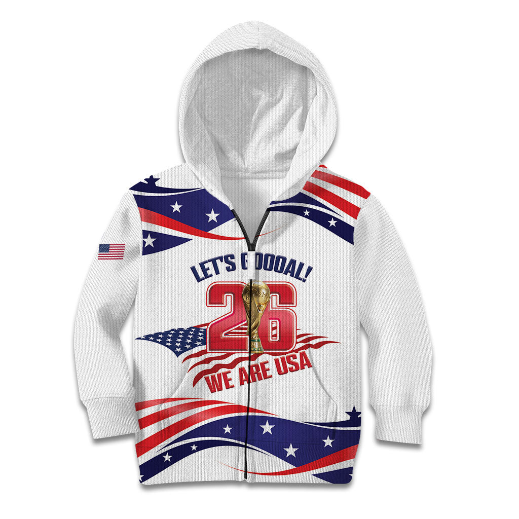 United States 2026 Soccer Custom Kid Hoodie We Are USA Go Champions Flag Waves