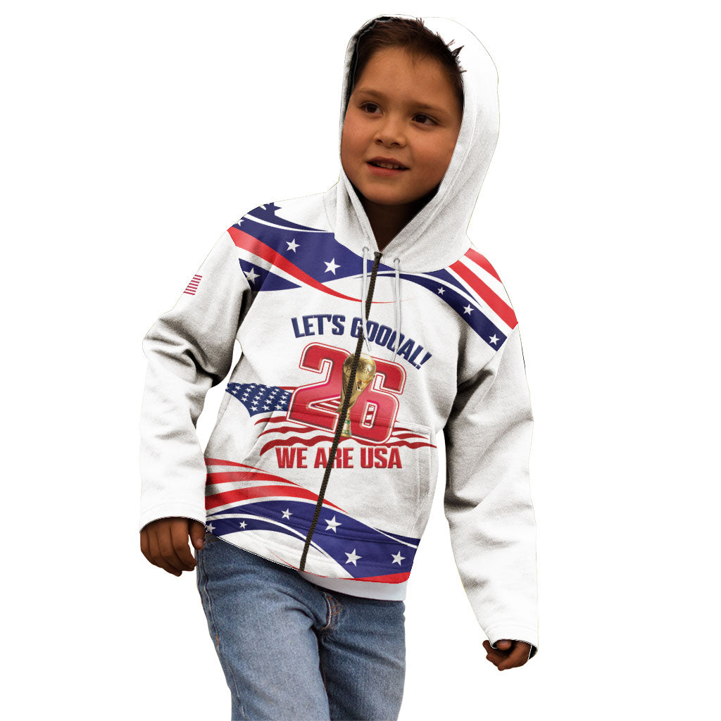 United States 2026 Soccer Custom Kid Hoodie We Are USA Go Champions Flag Waves