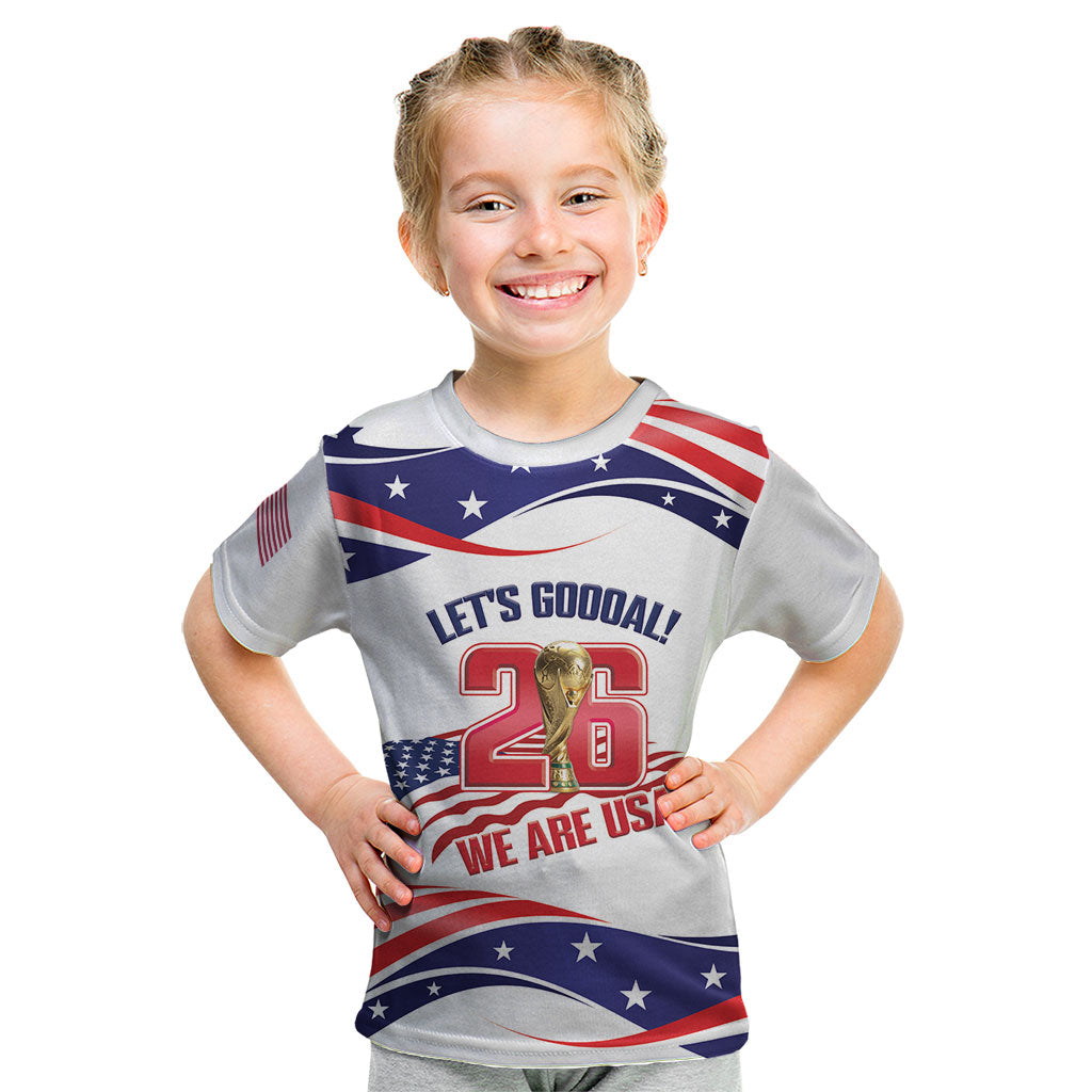 United States 2026 Soccer Custom Kid T Shirt We Are USA Go Champions Flag Waves