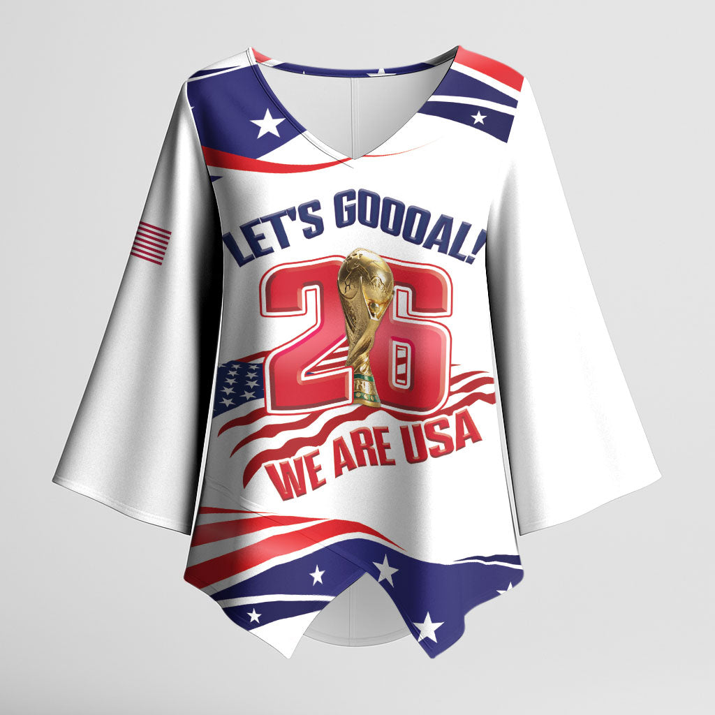 United States 2026 Soccer Custom Kimono Sleeve Blouse We Are USA Go Champions Flag Waves