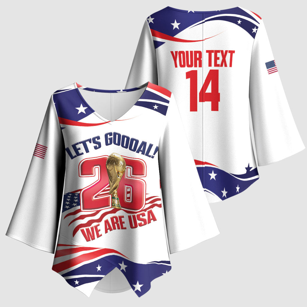 United States 2026 Soccer Custom Kimono Sleeve Blouse We Are USA Go Champions Flag Waves