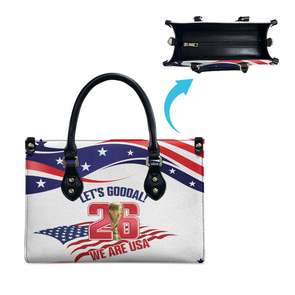 United States 2026 Soccer Leather Bag We Are USA Go Champions Flag Waves