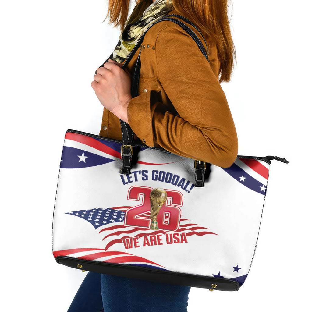 United States 2026 Soccer Leather Tote Bag We Are USA Go Champions Flag Waves