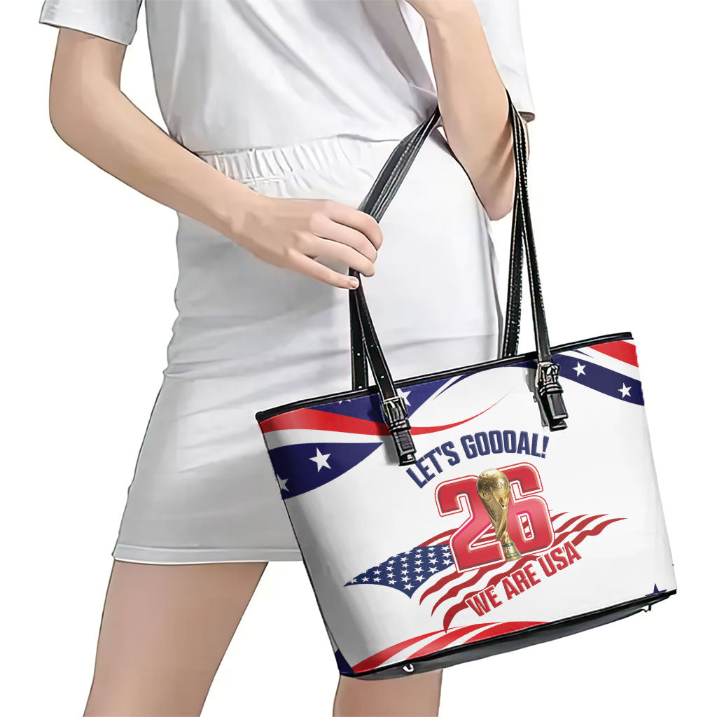 United States 2026 Soccer Leather Tote Bag We Are USA Go Champions Flag Waves