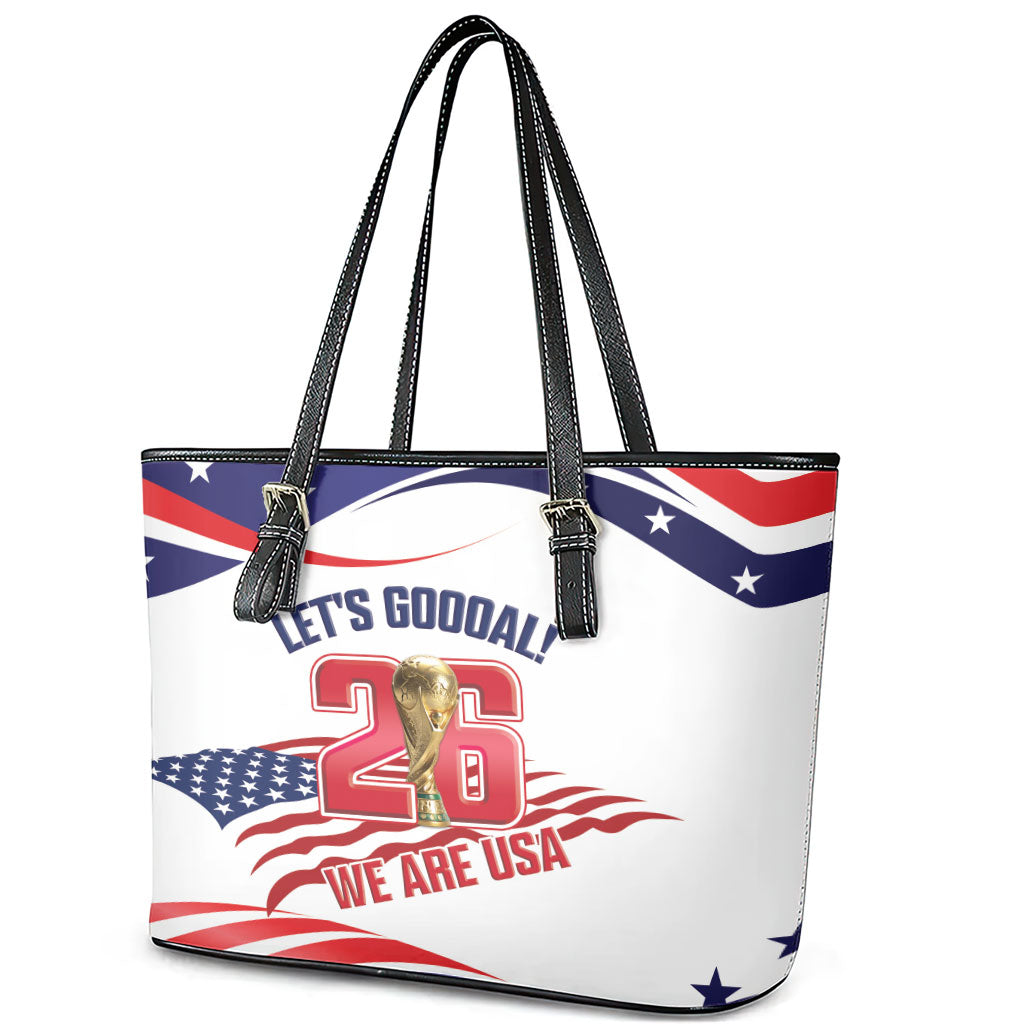 United States 2026 Soccer Leather Tote Bag We Are USA Go Champions Flag Waves