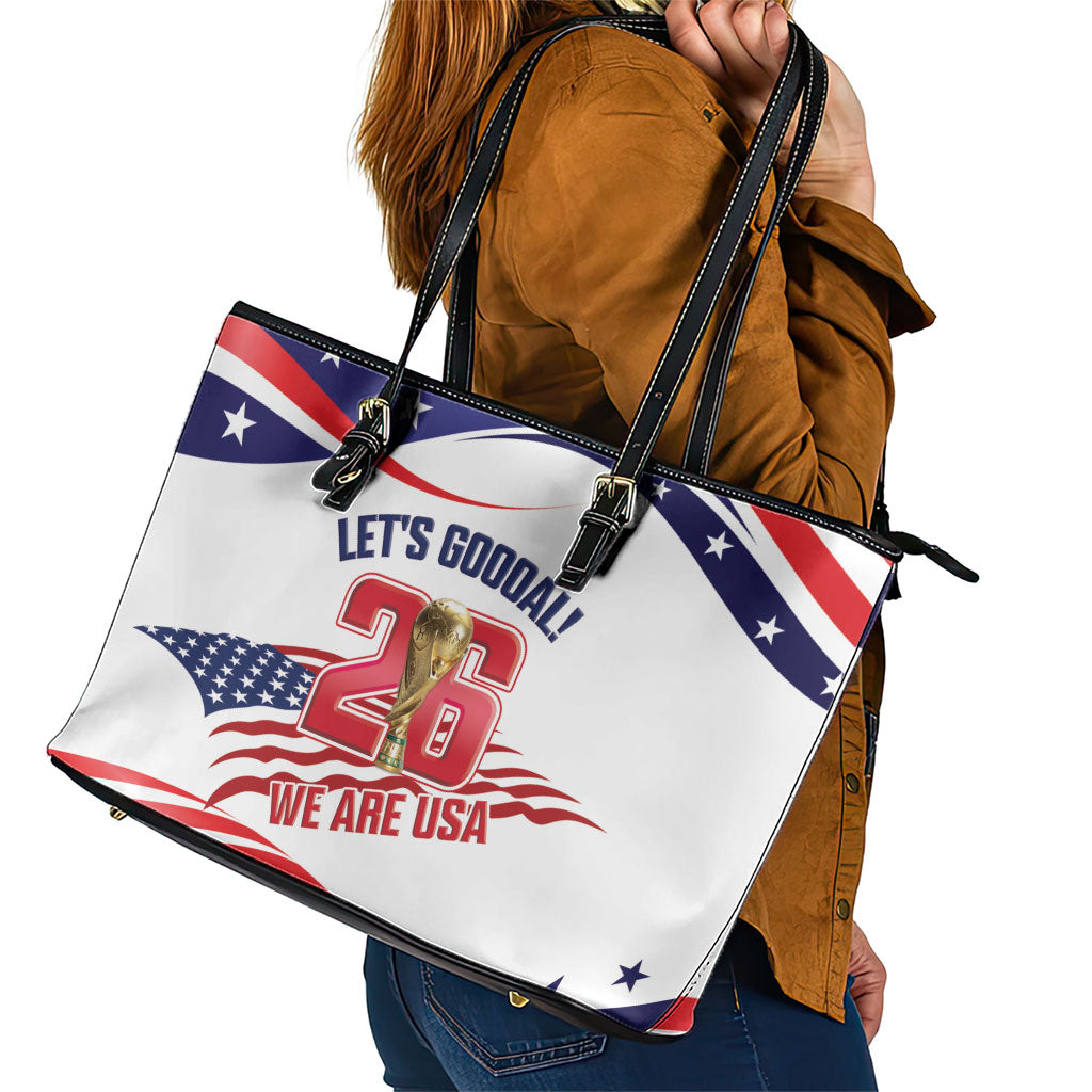 United States 2026 Soccer Leather Tote Bag We Are USA Go Champions Flag Waves