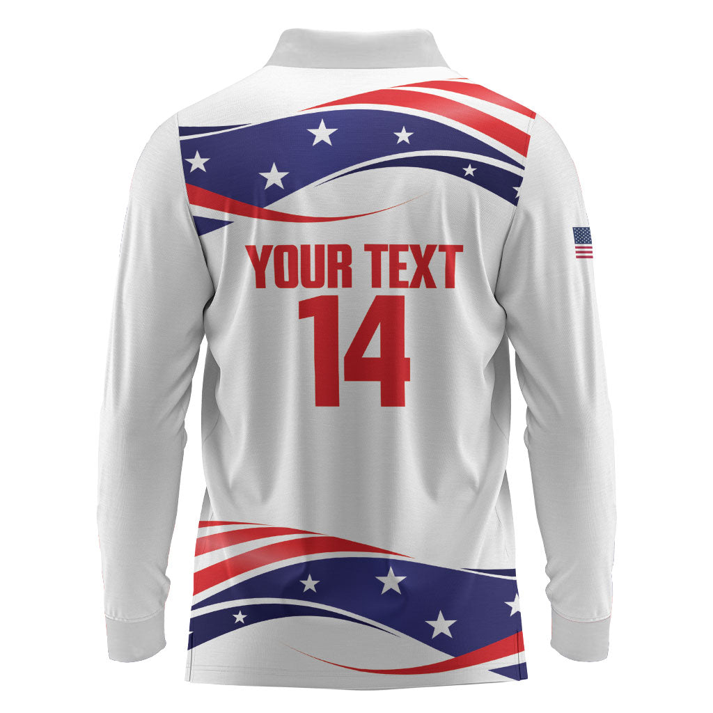 United States 2026 Soccer Custom Long Sleeve Polo Shirt We Are USA Go Champions Flag Waves