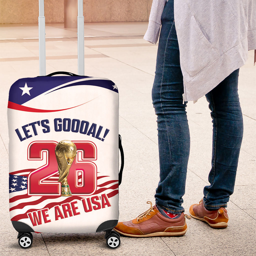 United States 2026 Soccer Luggage Cover We Are USA Go Champions Flag Waves