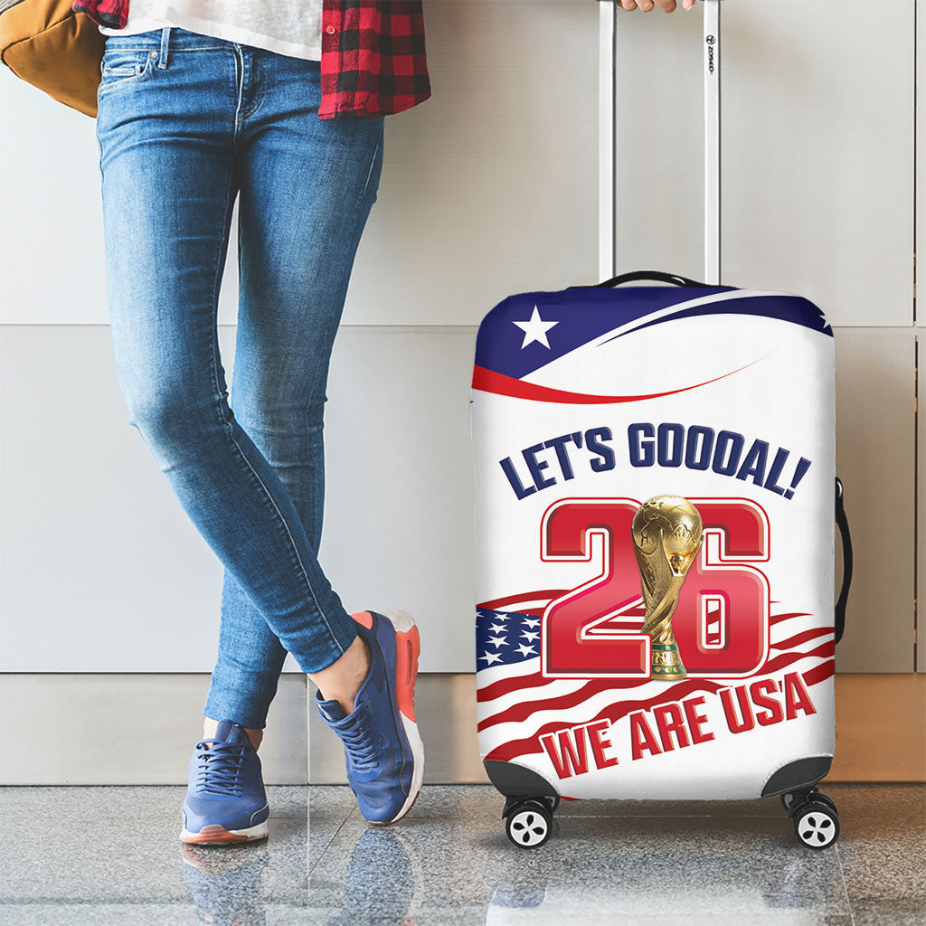 United States 2026 Soccer Luggage Cover We Are USA Go Champions Flag Waves