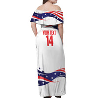 United States 2026 Soccer Custom Off Shoulder Maxi Dress We Are USA Go Champions Flag Waves