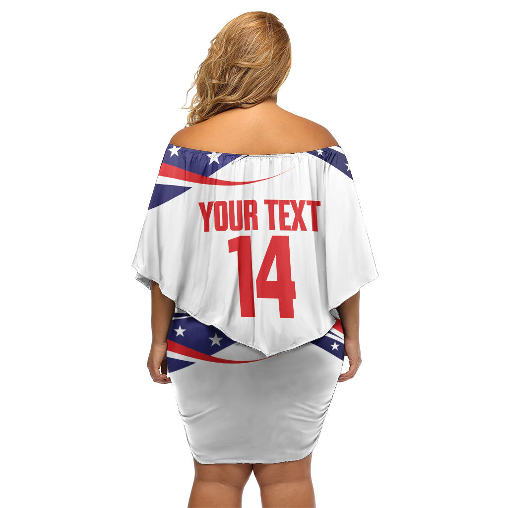 United States 2026 Soccer Custom Off Shoulder Short Dress We Are USA Go Champions Flag Waves