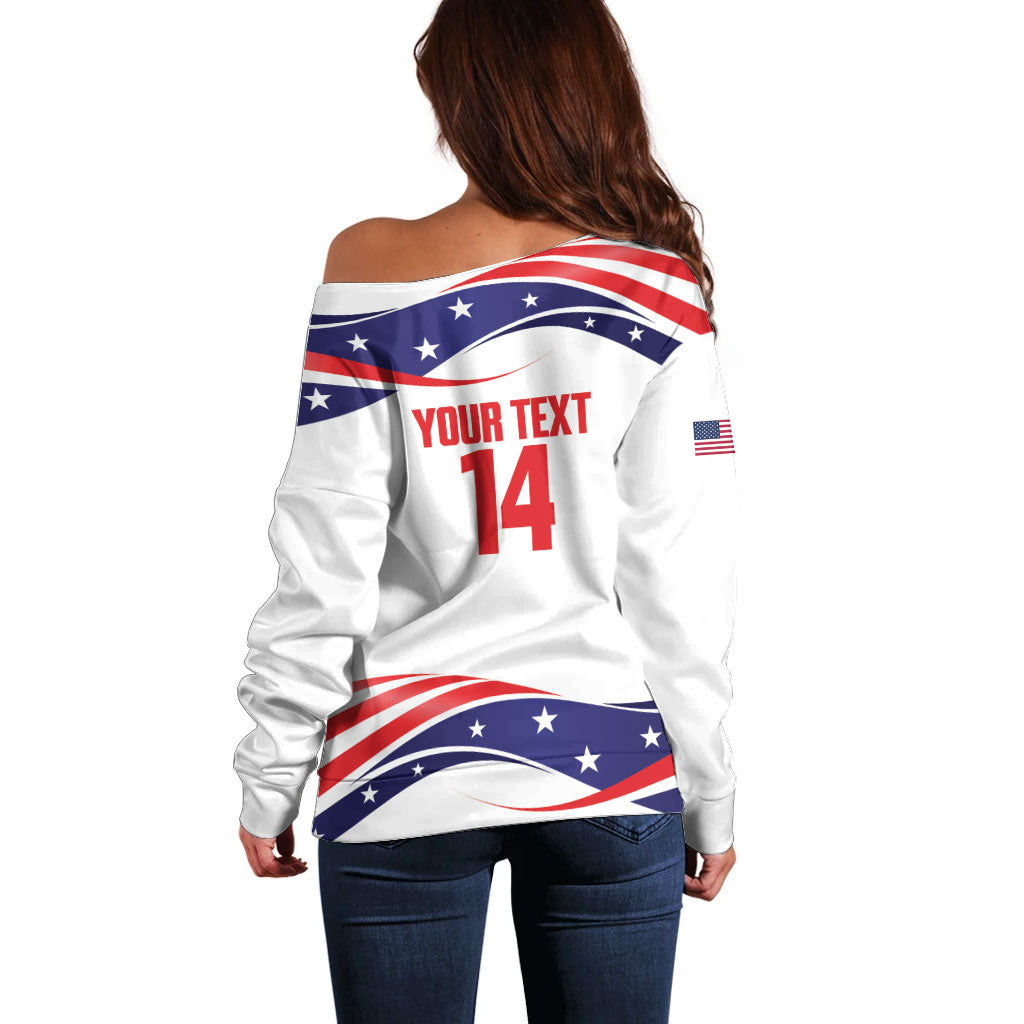 United States 2026 Soccer Custom Off Shoulder Sweater We Are USA Go Champions Flag Waves