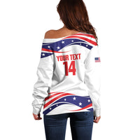United States 2026 Soccer Custom Off Shoulder Sweater We Are USA Go Champions Flag Waves
